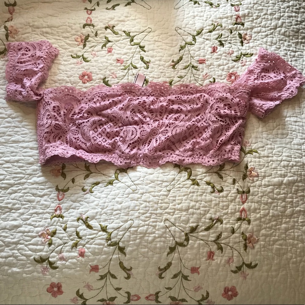 Pink VS off-shoulder bralette